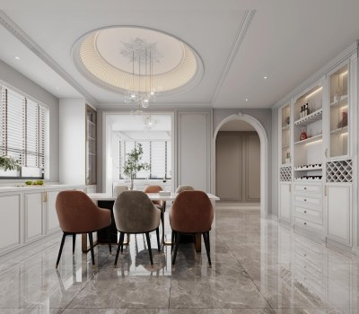 现代餐厅3D模型下载